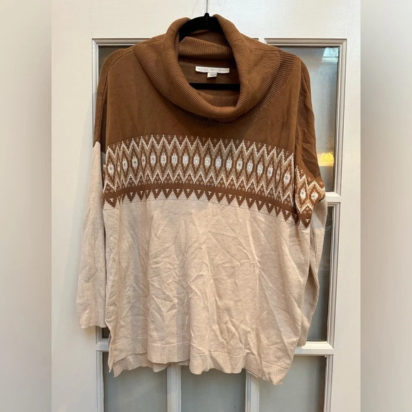 Boston Proper | Fair Isle Sweater Size Small Cowl Neck Rhinestones Size M EUC - Picture 9 of 9